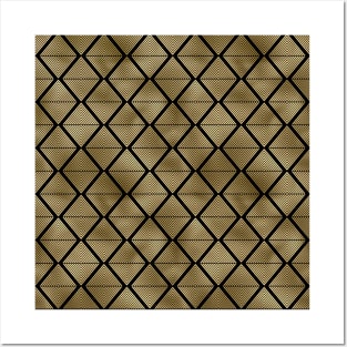 Lined Diamonds in Black and Gold Vintage Faux Foil Art Deco Vintage Foil Pattern Posters and Art